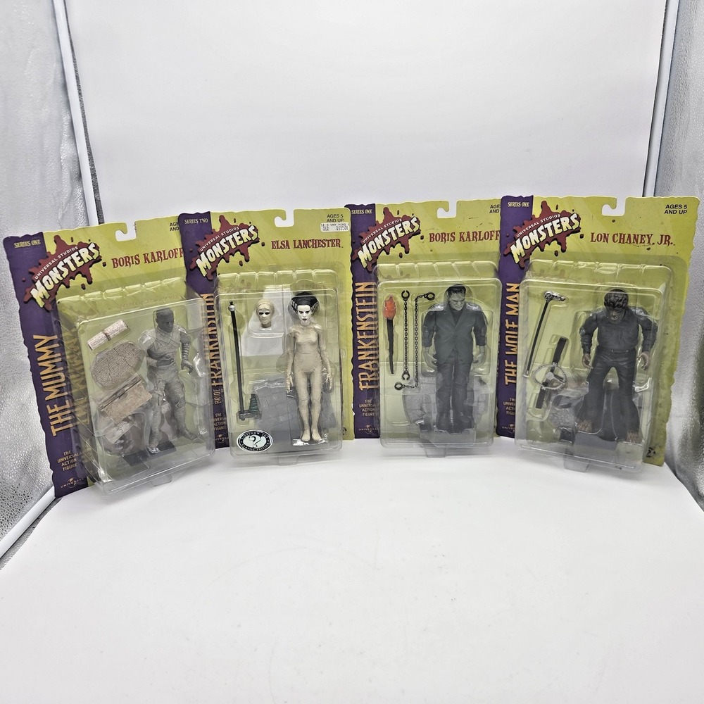 Universal Monsters Sideshow Toy Lot Frankenstein Bride Mummy Wolf Man NIP VGC